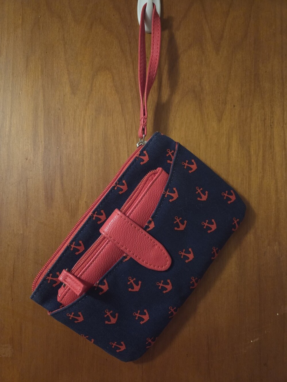 Navy & Red Anchor Wristlet Wallet
